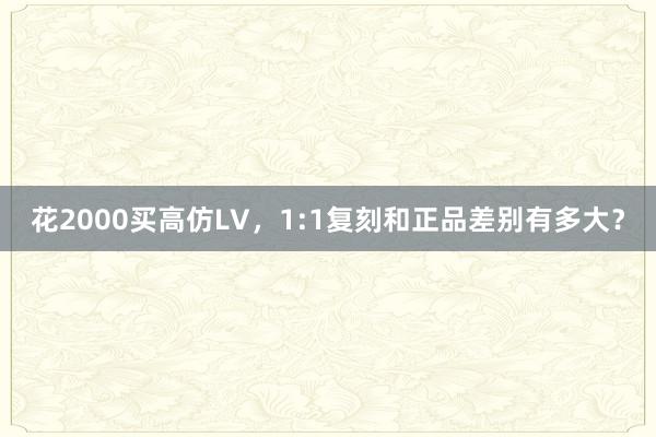 花2000买高仿LV，1:1复刻和正品差别有多大？
