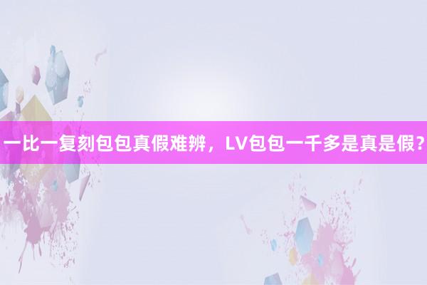 一比一复刻包包真假难辨，LV包包一千多是真是假？