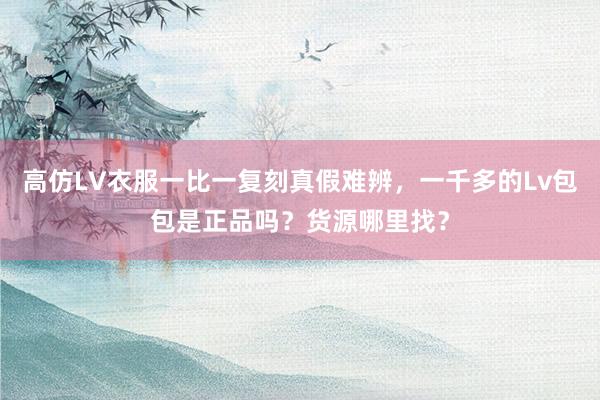 高仿LV衣服一比一复刻真假难辨，一千多的Lv包包是正品吗？货源哪里找？